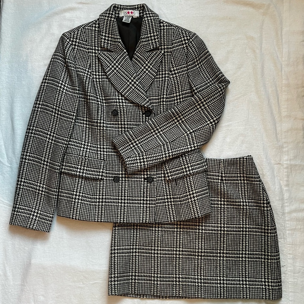 Vintage Isaac Mizrahi Plaid Blazer & Skirt Set
